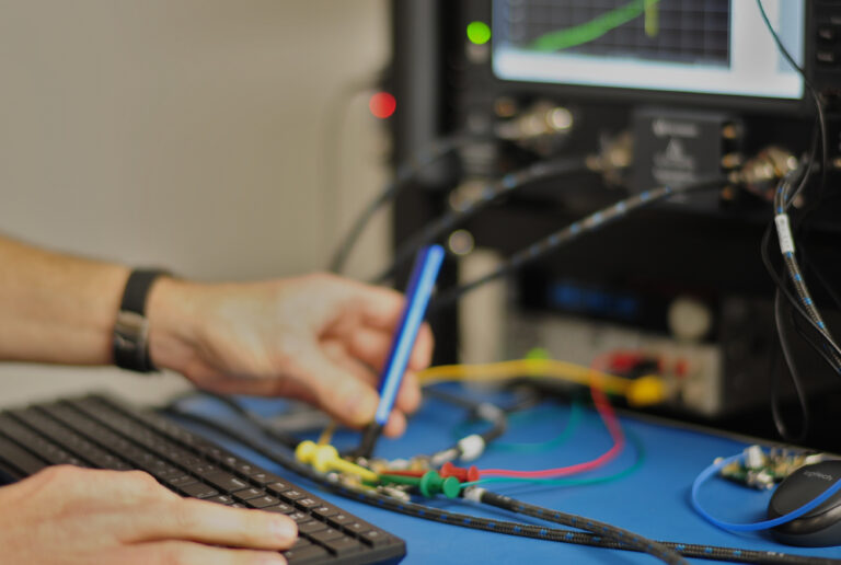 Engineer working with measurement equipment.